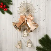 Украшение новогоднее "Уютная сказка" колокольчики лучики бант, 15х47 см, золото 9692788, , набор в интернет-магазине Патент24.рф