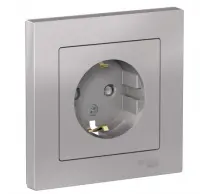Розетка ATLASDESIGN с зазем. со шторками 16А в сборе алюминий ATN000344, , шт в интернет-магазине Патент24.рф
