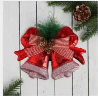 Украшение новогоднее "Колокольчик шишки и бантики" 19х13 см, красный 5043560, , набор в интернет-магазине Патент24.рф