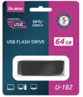Память USB OLMIO 64GB, U-182, USB3.0, черный в интернет-магазине Патент24.рф