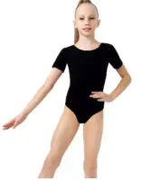 Купальник гимнастический х/б, короткий рукав, цвет черный (р.40) 871256, , шт в интернет-магазине Патент24.рф