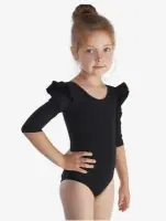 Купальник гимнастический, крылышко, рукав 3/4, цвет черный, (р.26) 3795116, , шт в интернет-магазине Патент24.рф