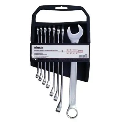 Набор ключей БИБЕР гаечных комбир. Профи CrV 8-19мм 8шт.90682, , набор в интернет-магазине Патент24.рф