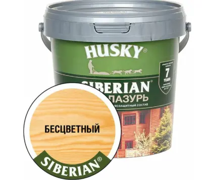 Антисептик деревозащитный состав ЭКО-Лазурь полуматовая бесцветная Husky Siberian 0,9л, , шт в интернет-магазине Патент24.рф