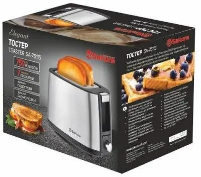 Тостер SAKURA SA-7611S Elegant 750Вт сталь в интернет-магазине Патент24.рф