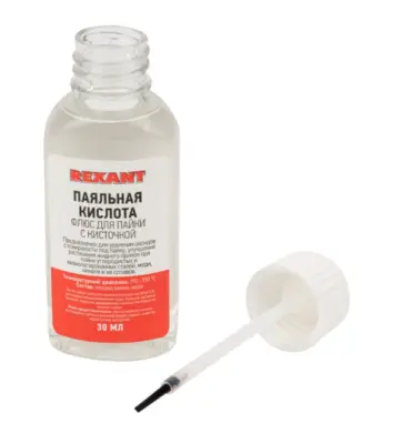 Флюс для пайки, паяльная кислота 25мл, с кисточкой, флакон, , шт в интернет-магазине Патент24.рф