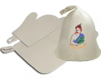 Н-р из 3пр. Банные штучки (шапка Лучший баньщик, рукавица, коврик) войлок 41085, , шт в интернет-магазине Патент24.рф