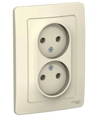 Розетка BLANCA с/у, двойная, c/заз., б/шторок, 16А, 250В, бежевый , , шт в интернет-магазине Патент24.рф