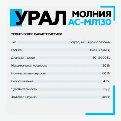 Автомобильная акустика Урал АС-МЛ130 Молния 13см в интернет-магазине Патент24.рф