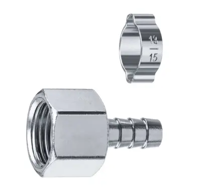 Штуцер-елочка 10мм -3/8" F, переходник с обжимным хомутом, 64923-3/8-10, , шт в интернет-магазине Патент24.рф