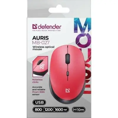 Мышь Defender Auris MB-027 черный 4D 800-1600dpi бесшумн оптич.беспровод в интернет-магазине Патент24.рф