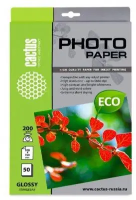 Фотобумага Cactus CS-GA620050 (10x15) 200г/50 листов глянец в интернет-магазине Патент24.рф