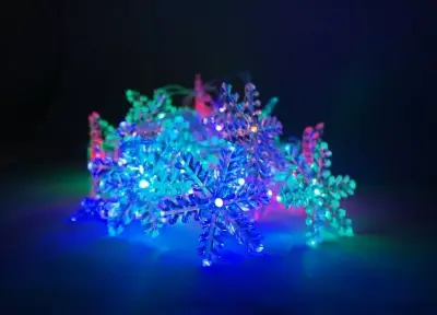 Электрогирлянда KOC_GIR30LEDSNOW_RGB "Снежинки" разноцв. 4,4м 8режимов, , шт в интернет-магазине Патент24.рф