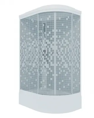 Кабина душевая Коралл 120х80 В левая,1/4 круга, средний поддон,Белый, Мозайка, ДН4 (7 мест), , шт в интернет-магазине Патент24.рф