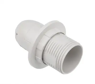 Патрон Е14 Н-021 люстровый с 1 прижимным кольцом (белый пластик), , шт в интернет-магазине Патент24.рф