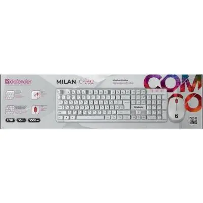 Клавиатура+Мышь Defender Milan C-992 RU клавиатура+мышь 45994 белый в интернет-магазине Патент24.рф