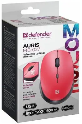 Мышь Defender Auris MB-027 черный 4D 800-1600dpi бесшумн оптич.беспровод в интернет-магазине Патент24.рф
