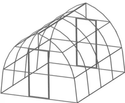 Теплица "Каплевидная" усиленная 4мх3х2,14м оцинк. 25х25 (шаг 0,65) , , шт в интернет-магазине Патент24.рф