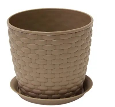 Кашпо пл."РОТАНГ" д.13,5см, 1л. с/под. М3080, , шт в интернет-магазине Патент24.рф