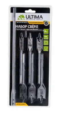 Набор сверл по дереву Ultima 10-12-16-18-20-25мм, удлинитель 300мм, , шт в интернет-магазине Патент24.рф Набор сверл по дереву Ultima 10-12-16-18-20-25мм, удлинитель 300мм, , шт в интернет-магазине Патент24.рф