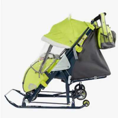 Санки-коляска детские Ника Детям 7-6, рис. с жирафом лимонный, мех.кач. НД7-6/1 4413794, , шт в интернет-магазине Патент24.рф