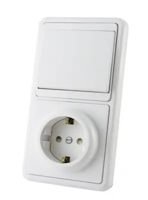 Блок БКВР (1кл.выкл.10А+роз.16А) 230В с/з и шторками IP20 белый , , шт в интернет-магазине Патент24.рф