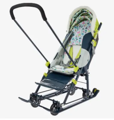 Санки-коляска детские Ника Детям 7-6, рис. с жирафом лимонный, мех.кач. НД7-6/1 4413794, , шт в интернет-магазине Патент24.рф