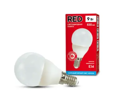 Лампа св/диод КРАСНАЯ ЦЕНА Р45 9W E14 4000K 830лм шар мат.хол .бел, , шт в интернет-магазине Патент24.рф