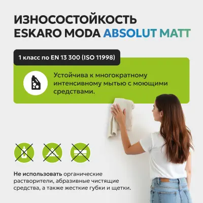 Краска Eskaro Moda Absolut Matt износостойкая абсолютно матовая краска 0,9л, , шт в интернет-магазине Патент24.рф