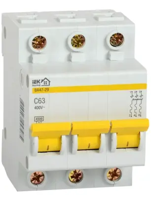 Выключ. автомат. ИЭК 3 пол. ВА 47-29 63А, , шт в интернет-магазине Патент24.рф