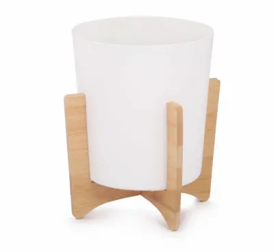 Кашпо пл."АЛЕССИЯ" 1,8л (белый) бамб/подс д17см 8264М, , шт в интернет-магазине Патент24.рф