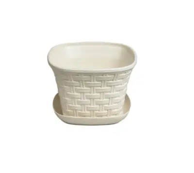 Кашпо пл."РОТАНГ" 4,6л квадрат. с поддоном, , шт в интернет-магазине Патент24.рф