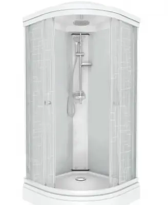 Кабина душевая Стандарт 90х90 А 1/4 круга, Низ.поддон,Аква,Мозаика,Белый, ДН4, 7мест+сифон D90мм, , шт в интернет-магазине Патент24.рф