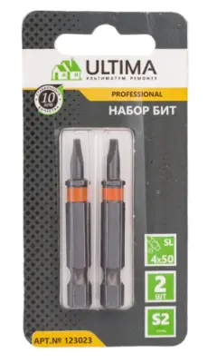 Набор бит Ultima SL4,0х50 S2 сталь проф. 2шт, , шт в интернет-магазине Патент24.рф