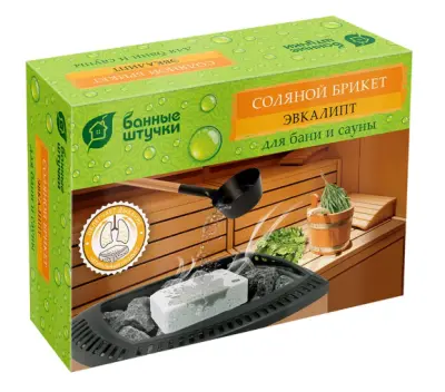 Соляной брикет для бани и сауны с травами "Эвкалипт",1300г Банные штучки 32255, , шт в интернет-магазине Патент24.рф