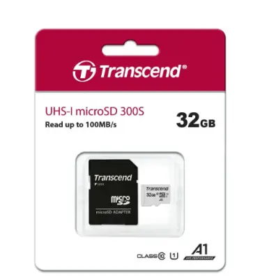 Карта памяти micro SD Transcend 32 ГБ, 100 МБ/с, Class 10, TS32GUSD300S-A,  1 шт., переход в интернет-магазине Патент24.рф