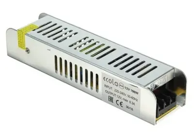 Блок питания д/светодиодных лент ECOLA 12V, 100W IP20 187х47х37 B2N100ESB, , шт в интернет-магазине Патент24.рф