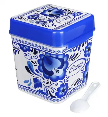 Банка для сыпуч. продуктов пл. 1,2л. с/крыш с /ложк. в асс-те, , шт в интернет-магазине Патент24.рф