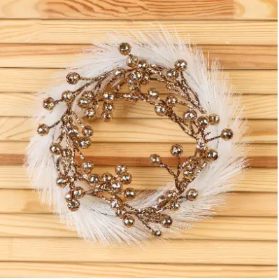 Венок новогодний d-20 см "Элит" ягодки, бело-золотой 9692865, , шт в интернет-магазине Патент24.рф