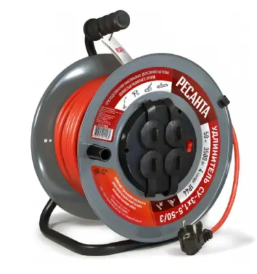 Удлинитель силовой на катушке Ресанта СУ-3х1,5-50/3 с выкл, 4 розетки 61/118/8, , шт в интернет-магазине Патент24.рф
