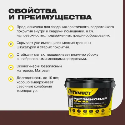 Краска резиновая F310 Оптимист шоколадно-коричневая 3кг, , шт в интернет-магазине Патент24.рф