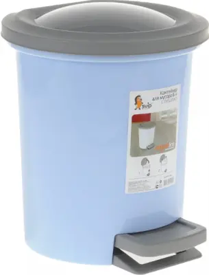 Ведро (контейнер) д/мусора Vogue 6л с крышк., педалью, h=27см, d=24,5см в ассорт-ме, , шт в интернет-магазине Патент24.рф