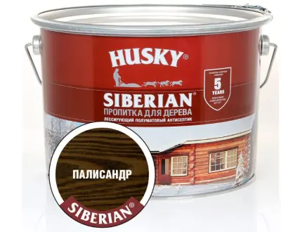 Антисептик деревозащитный состав ЭКО-Лазурь полуматовая палисандр (черное дерев) Husky Siberian 0,9л, , шт в интернет-магазине Патент24.рф