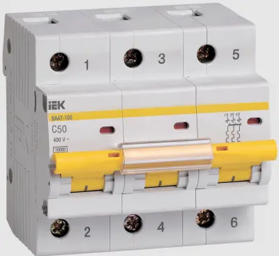 Выключ. автомат. ИЭК 3 пол. ВА 47-100 50А 10кА, , шт в интернет-магазине Патент24.рф