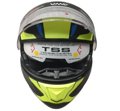 Шлем VMC YM-926 Графика, двойной прозр.визор/модуляр, желто-синий S (55-56), , шт в интернет-магазине Патент24.рф