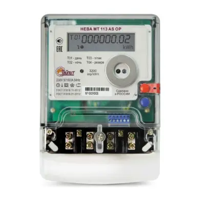 Счётчик эл. НЕВА МТ 113 AS OP 220v 5(100) А, , шт в интернет-магазине Патент24.рф