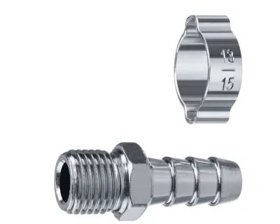 Штуцер-елочка 10мм -3/8" М, переходник с обжимным хомутом, 64924-3/8-10, , шт в интернет-магазине Патент24.рф