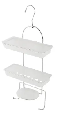 Полка д/ванной 2х-ярусная подвесная 25х52х10см. 2 крючка В0931, , шт в интернет-магазине Патент24.рф