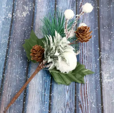 Декор "Зимнее очарование" белое яблоко шишки хвоя, 21 см 5046905, , шт в интернет-магазине Патент24.рф