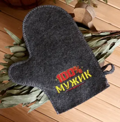 Рукавица для бани войлочная "100% мужик!" 3812801, , шт в интернет-магазине Патент24.рф